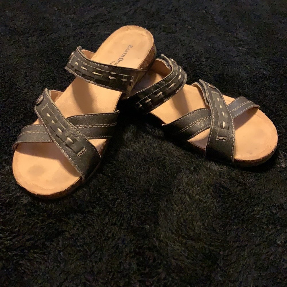 Earth Origins Black Leather Slides